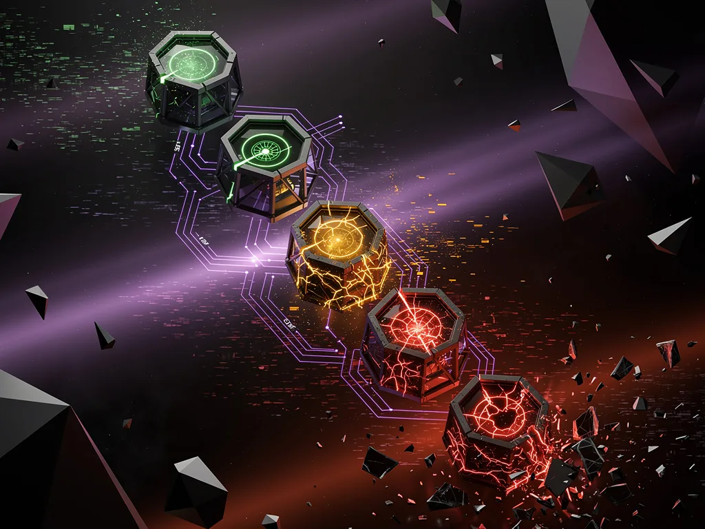 Professional monitoring AI system diagnostic dashboard showing cascading error patterns